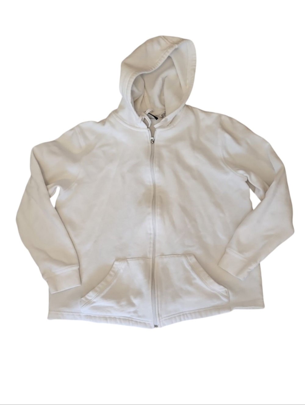 Womens White Zip-Up Hoodie Cotton Size Medium
